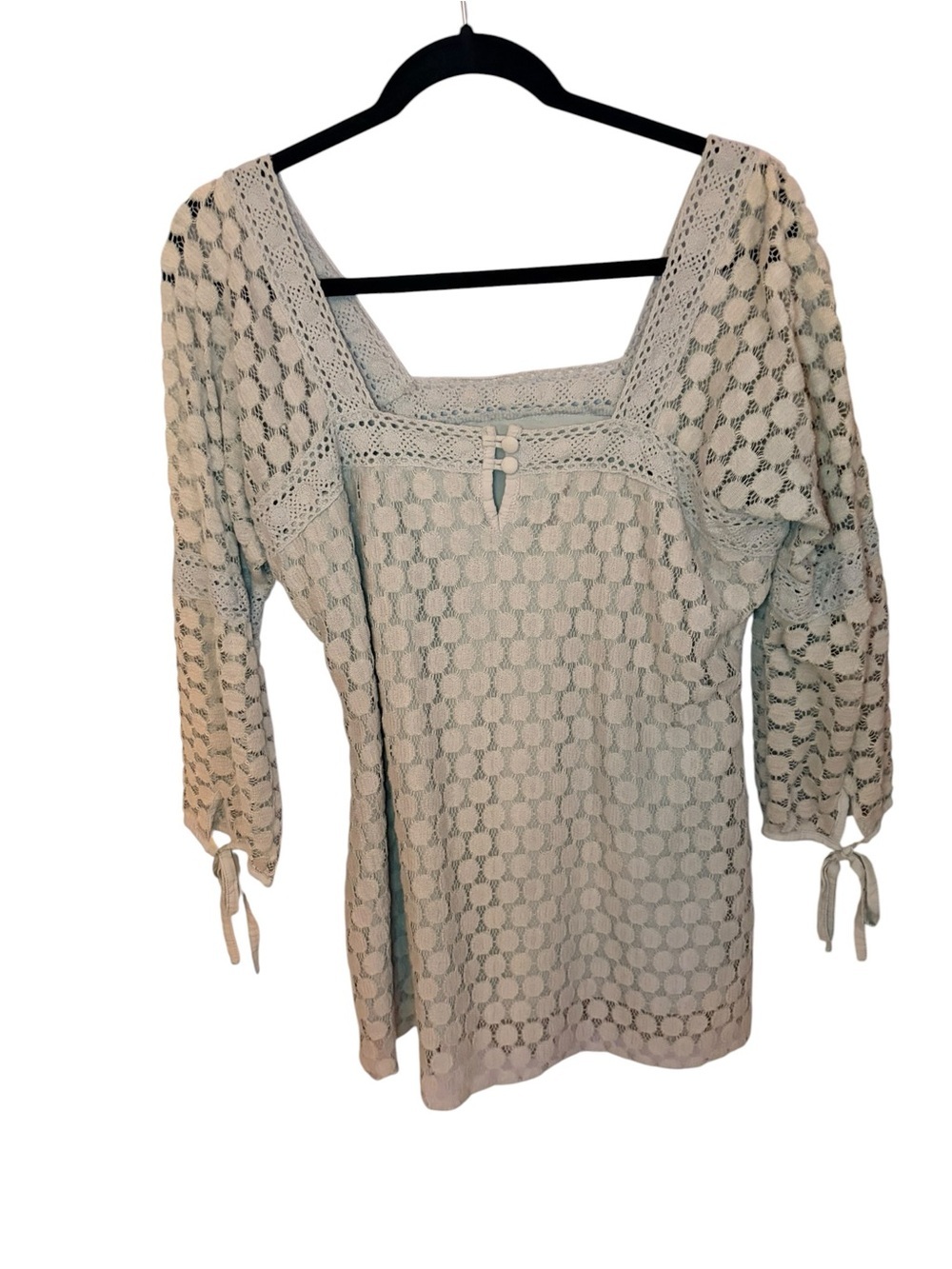 Women’s Gray Crochet Square-Neck Top